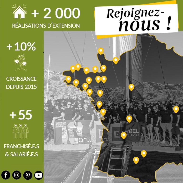carte rejoignez nous 2 les avantages à rejoindre le réseau Cybel Extension, franchise spécialisée dans l'agrandissement de l'habitat